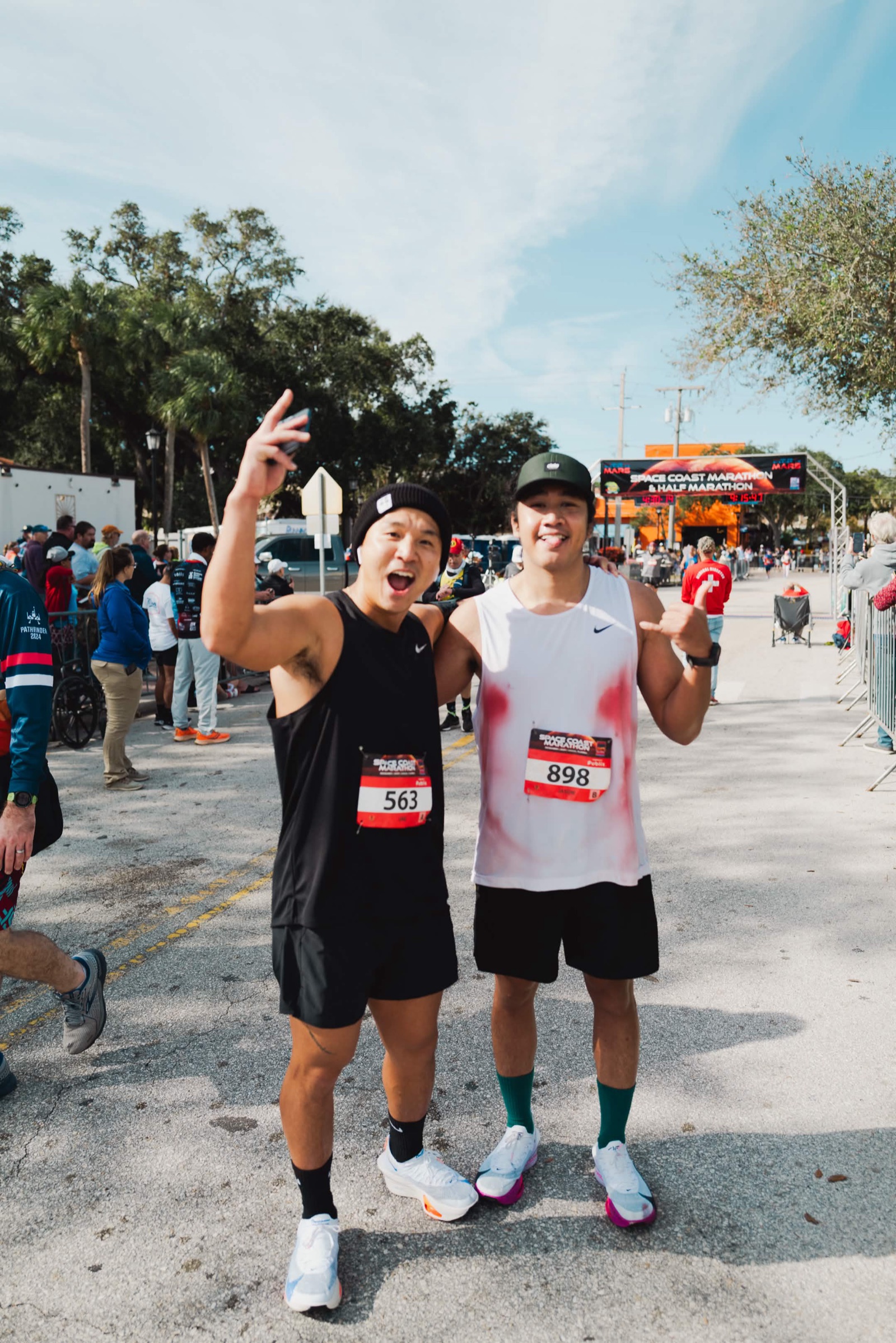 On the course at Spacecoast 2024 with Jason. Clock behind us reads 4:15.